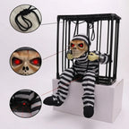 Skeleton Cage Decoration | Motion-Activated Red Eyes & Sound | Weatherproof