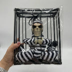 Skeleton Cage Decoration | Motion-Activated Red Eyes & Sound | Weatherproof