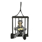 Skeleton Cage Decoration | Motion-Activated Red Eyes & Sound | Weatherproof