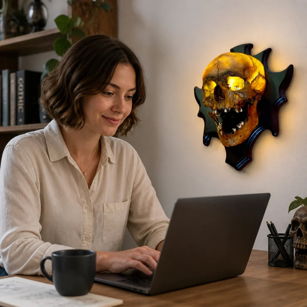 Skull Night Light | Warm LED Glow & Built-In Sound Module