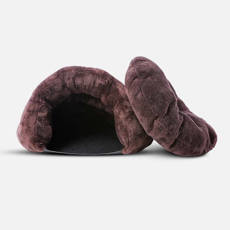 Small Dog Bed | Cave-Shaped & Faux Fur | 60 x 50 x 40 cm