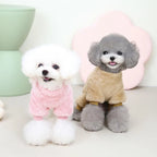 Small Pet Jumpsuit | Coral Fleece & Elastic Fit | D-Ring Leash Attachment