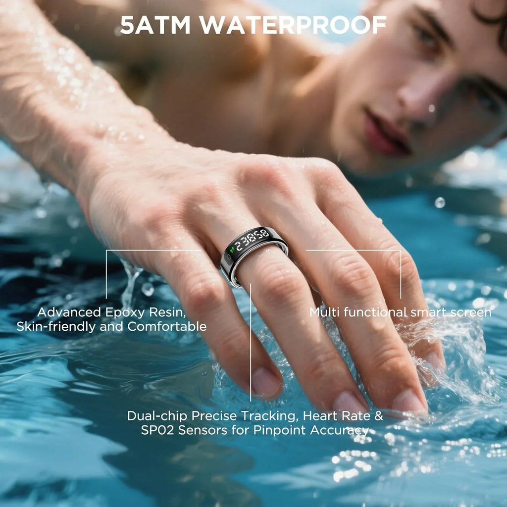Smart Ring | Touchscreen & Air Gesture IP68 Waterproof 5-Day Battery | US Sizes 7–13