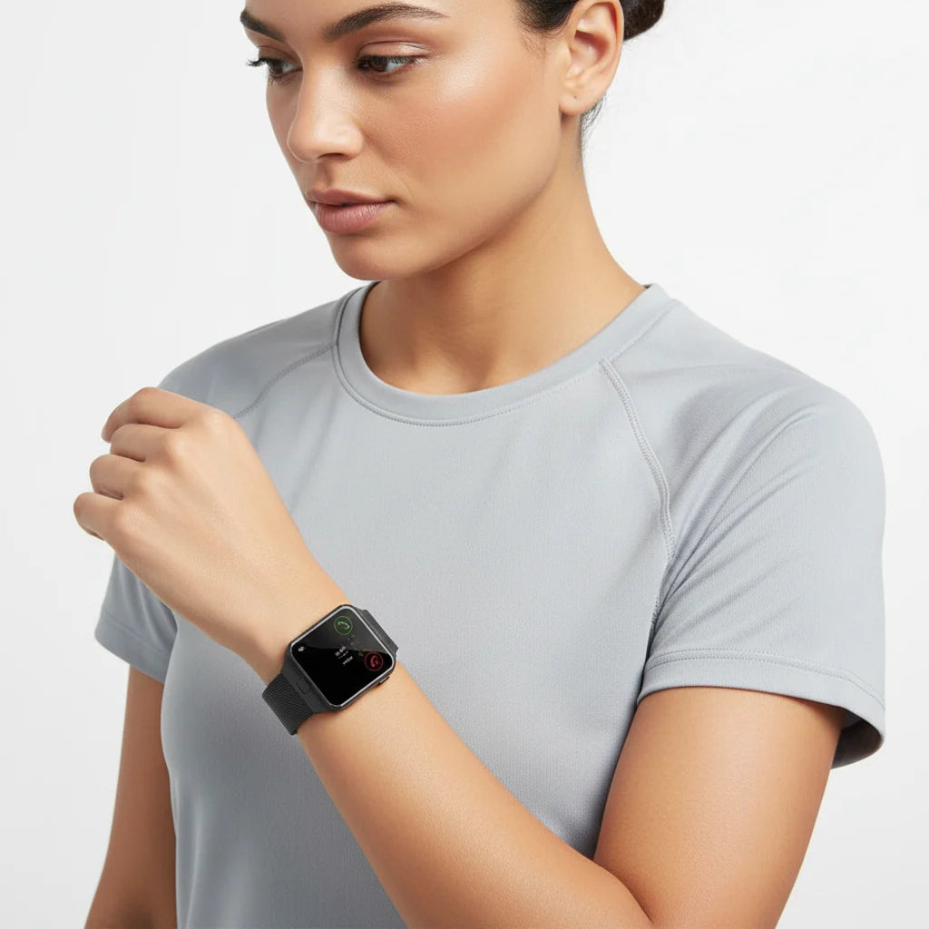 Smartwatch | Large Rectangular Touchscreen & Calls | Flexible Silicone Strap