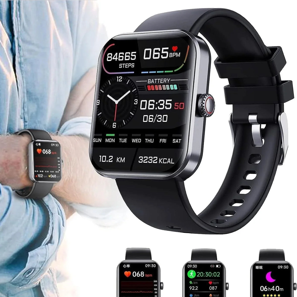 Smartwatch | Non-Invasive Glucose & Heart Rate Monitoring | 7-Day Battery