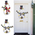 Snowman Wreath | Battery-Operated LED & Artificial Greenery | 40 x 21 cm