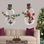 Snowman Wreath | Battery-Operated LED & Artificial Greenery | 40 x 21 cm