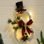 Snowman Wreath | Battery-Operated LED & Artificial Greenery | 40 x 21 cm