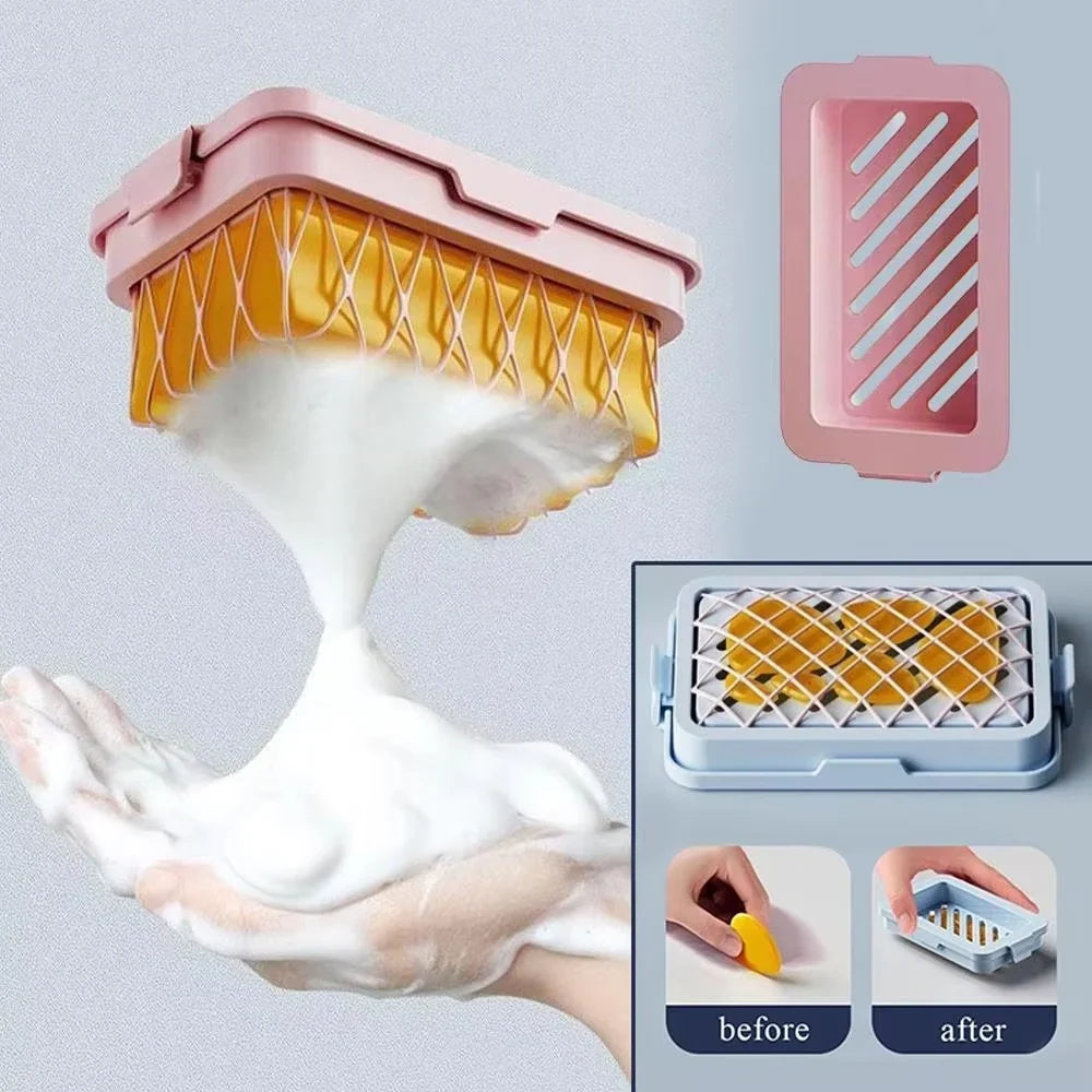 Soap Dish | Dual-Action Foam Net & Drainage | 15.5 × 9.3 cm