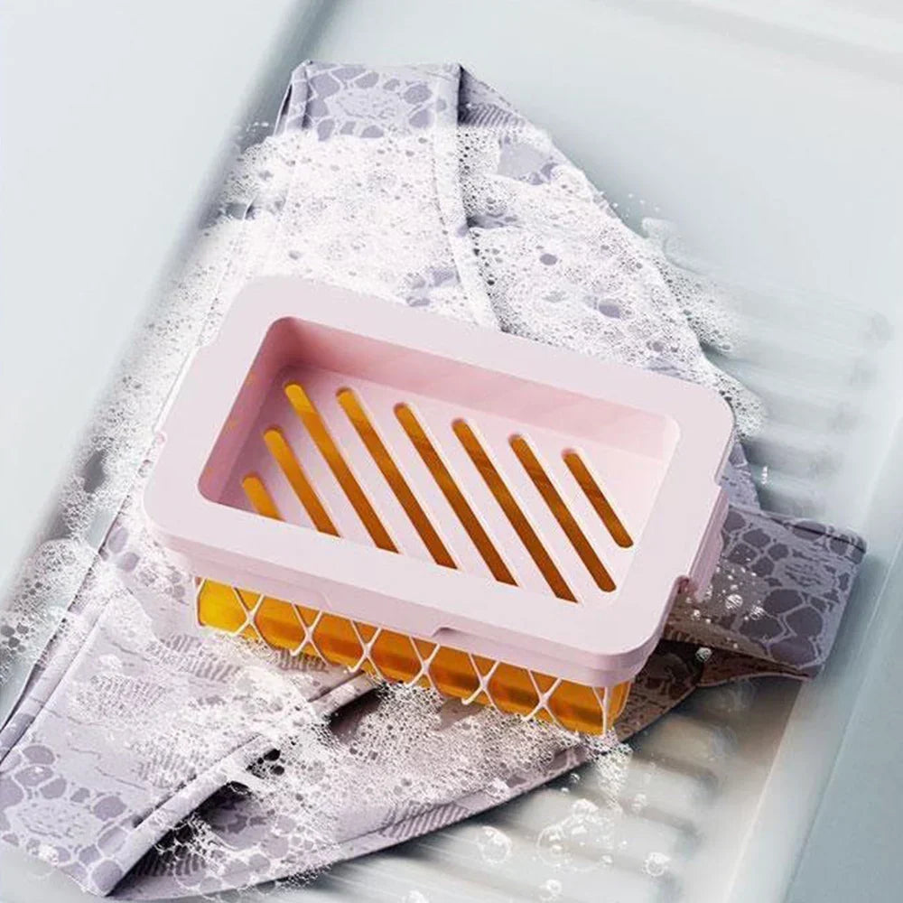 Soap Dish | Dual-Action Foam Net & Drainage | 15.5 × 9.3 cm