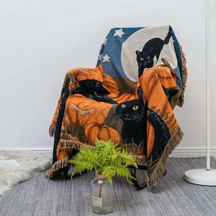 Sofa Blanket | Knitted Pumpkin Pattern & Anti-Pilling