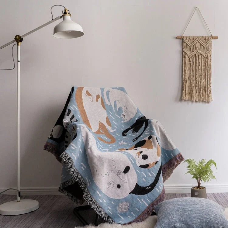 Sofa Blanket | Knitted Pumpkin Pattern & Anti-Pilling