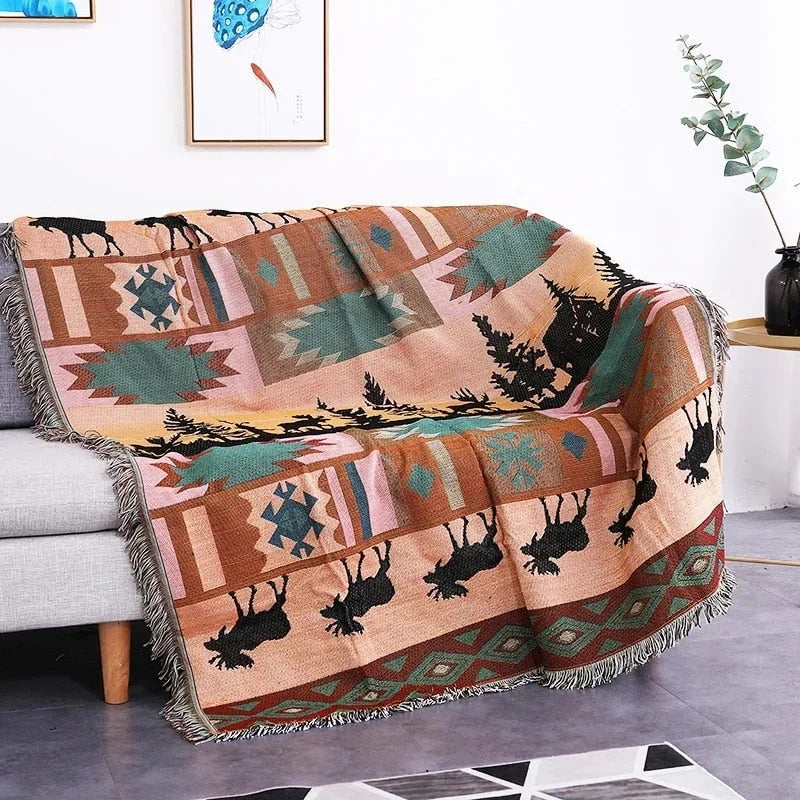 Sofa Blanket | Knitted Pumpkin Pattern & Anti-Pilling