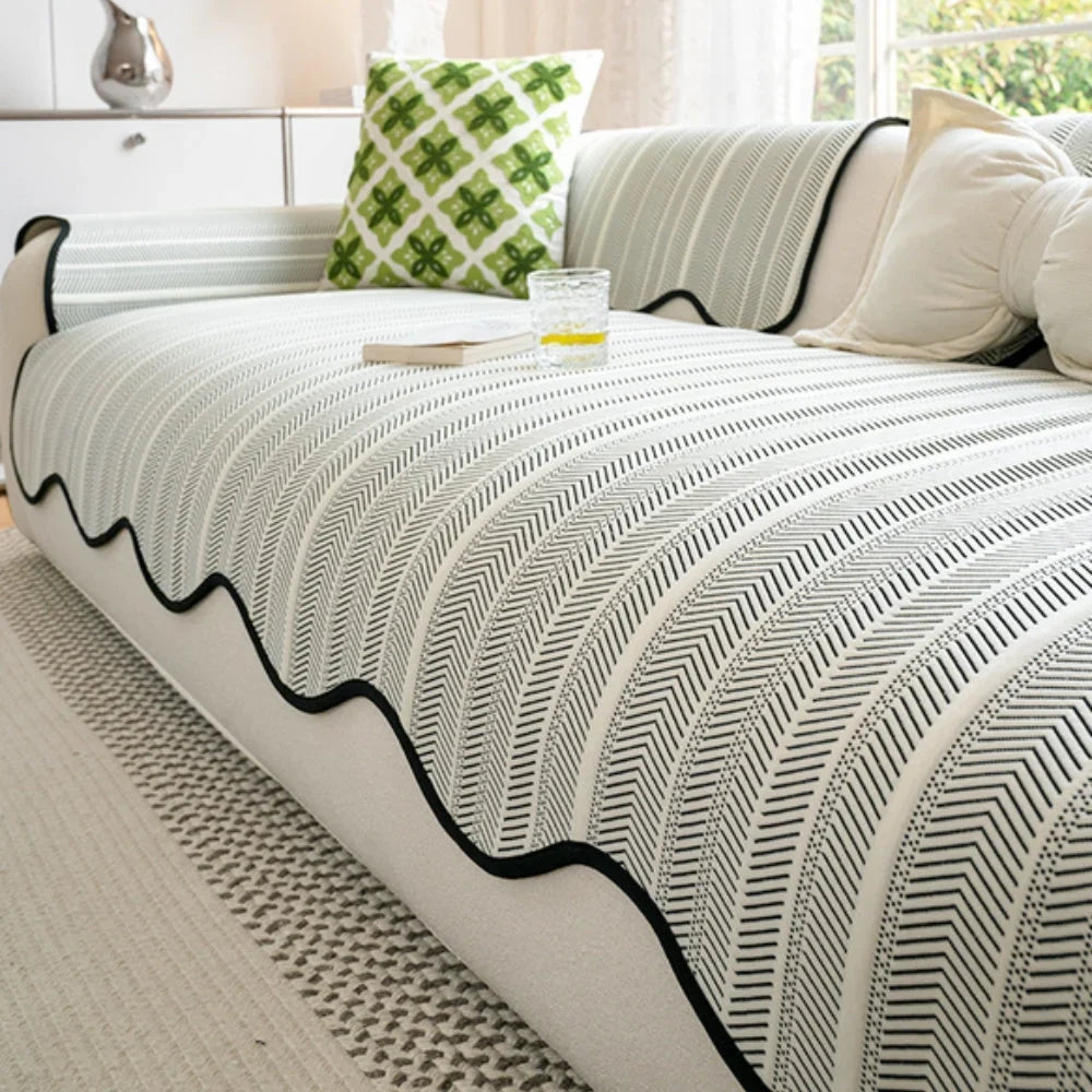 Sofa Cover | Herringbone Microfiber & Non-Slip