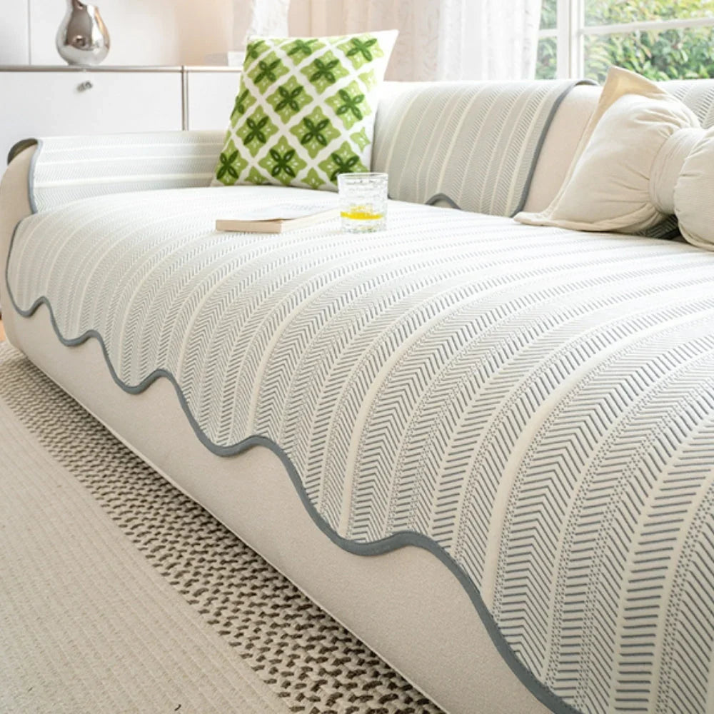 Sofa Cover | Herringbone Microfiber & Non-Slip