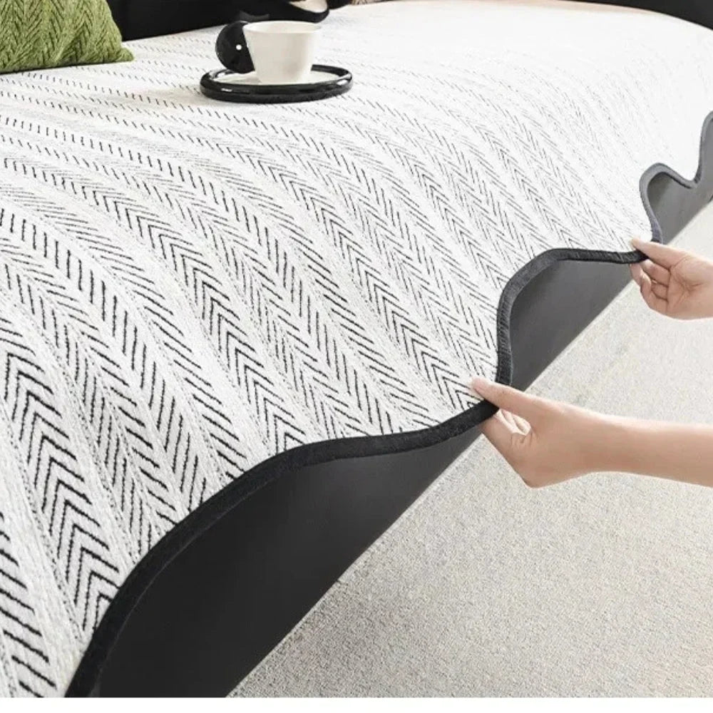 Sofa Cover | Herringbone Microfiber & Non-Slip
