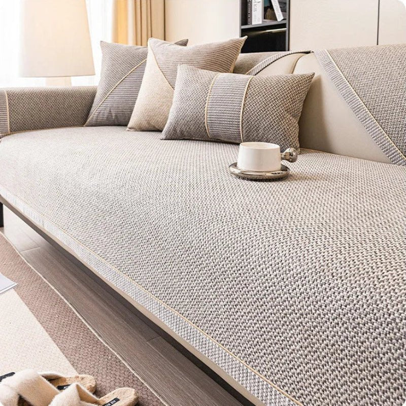 Sofa Cover | Quilted Cotton-Linen & Non-Slip Backing