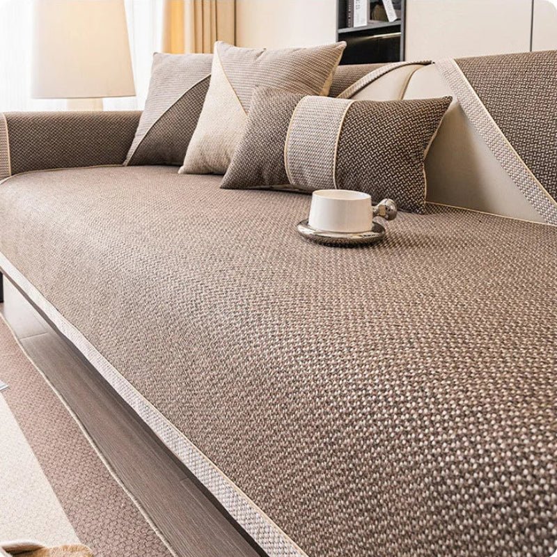 Sofa Cover | Quilted Cotton-Linen & Non-Slip Backing