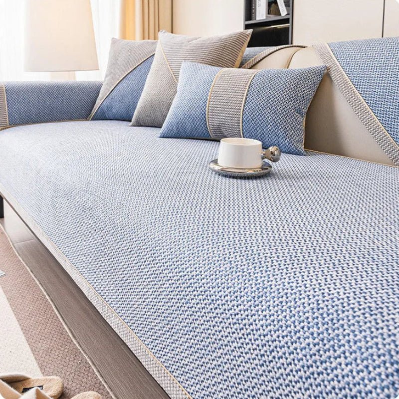 Sofa Cover | Quilted Cotton-Linen & Non-Slip Backing