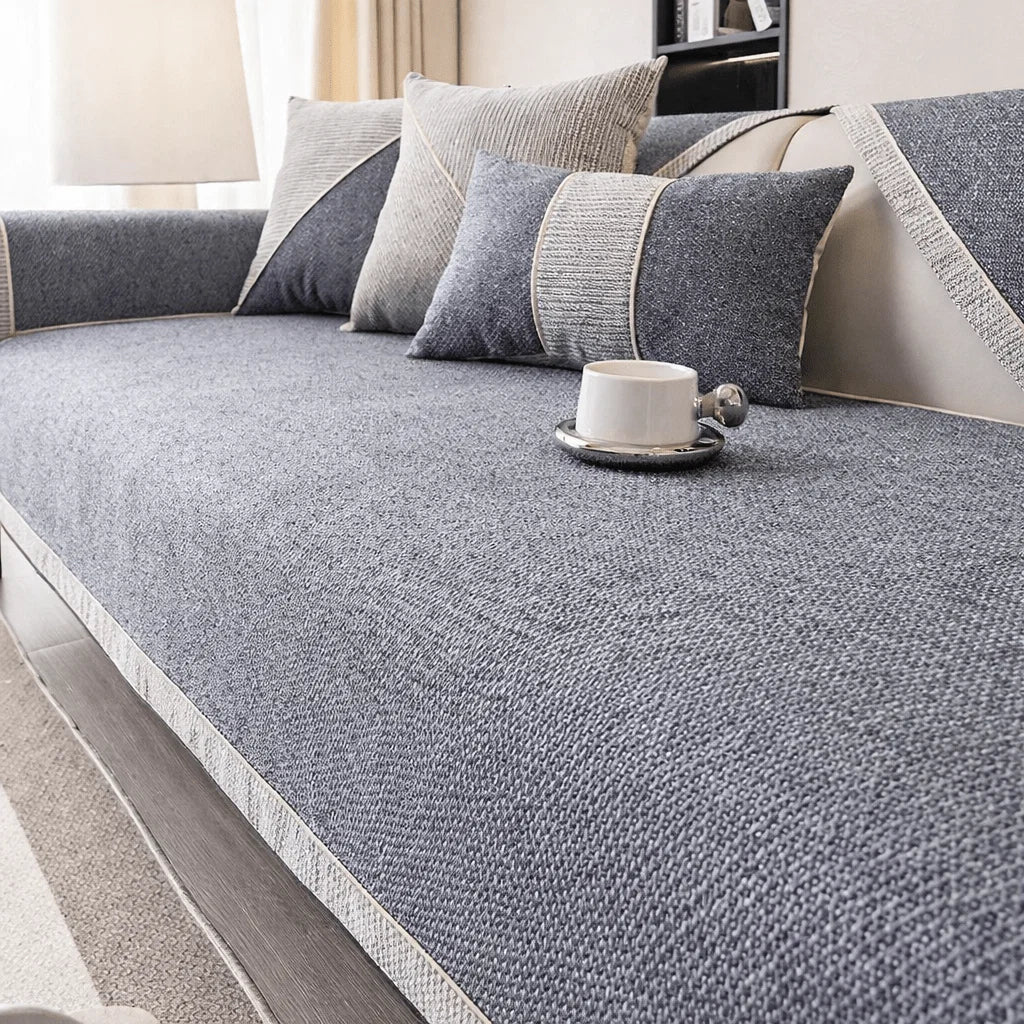 Sofa Cover | Quilted Cotton-Linen & Non-Slip Backing
