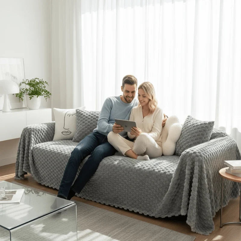 Sofa Cover | Soft Chenille Plush, Scratch-Resistant & Dustproof