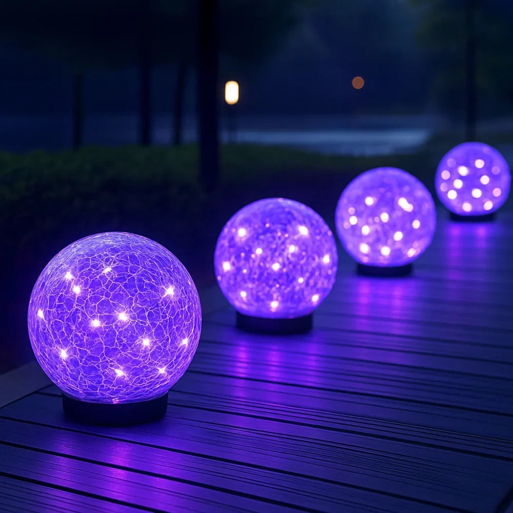 Solar Garden Light | Crackle Glass & Waterproof | 10 cm Diameter