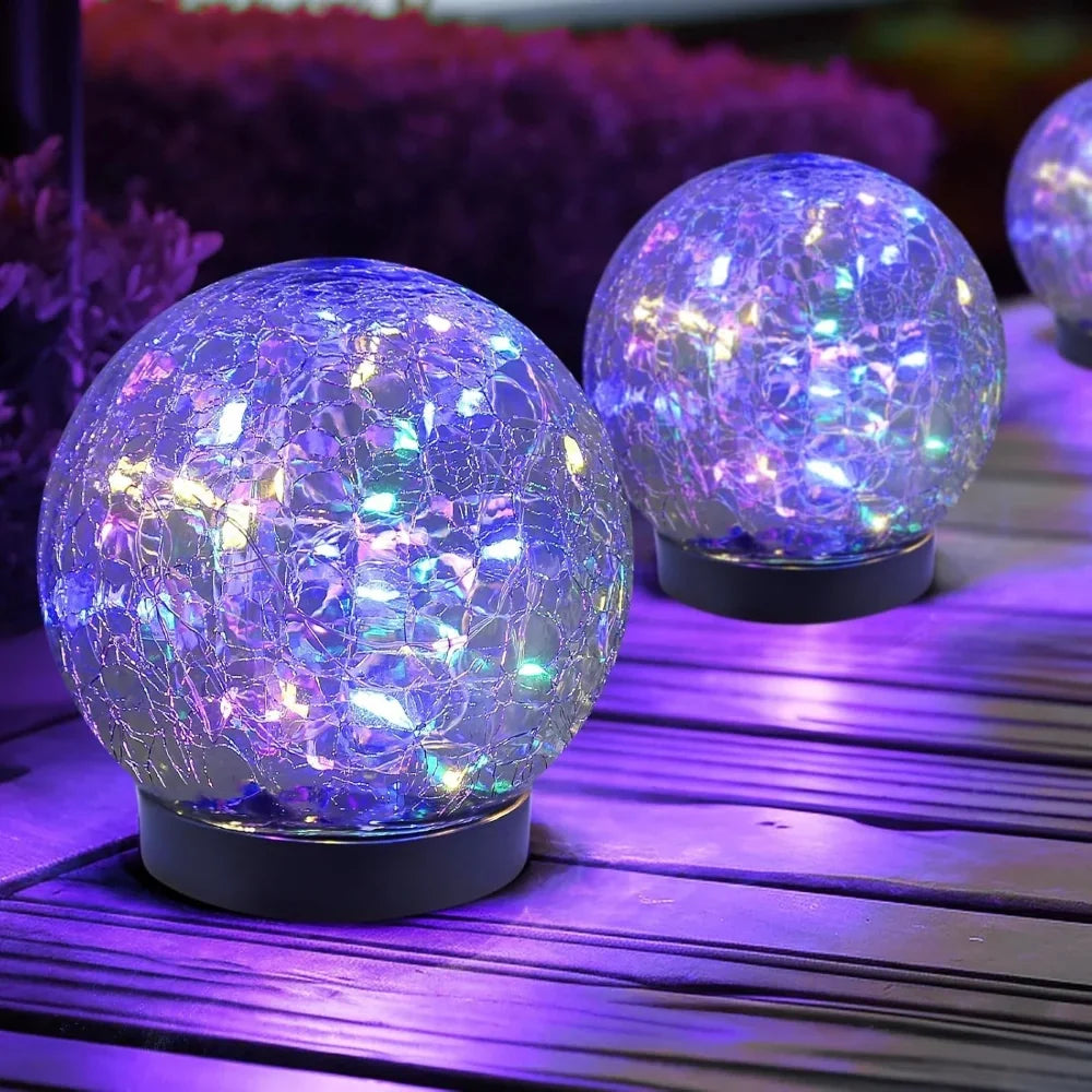 Solar Garden Light | Crackle Glass & Waterproof | 10 cm Diameter
