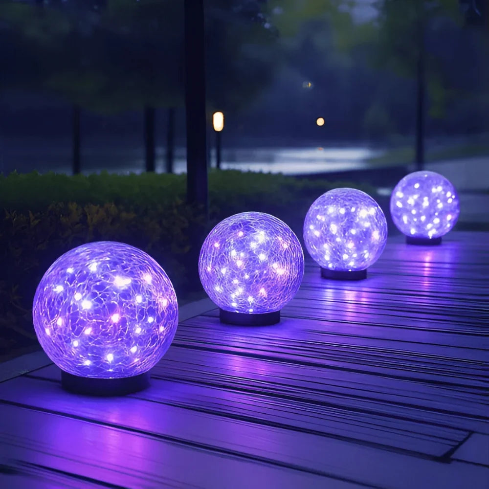 Solar Garden Light | Crackle Glass & Waterproof | 10 cm Diameter