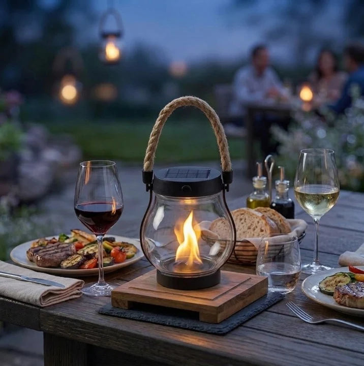 Solar Lantern | Realistic Flicker & USB-C Rechargeable | Weather-Resistant