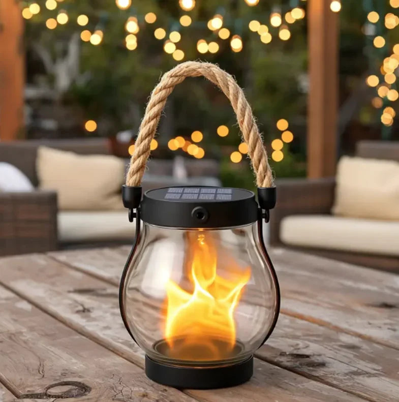 Solar Lantern | Realistic Flicker & USB-C Rechargeable | Weather-Resistant