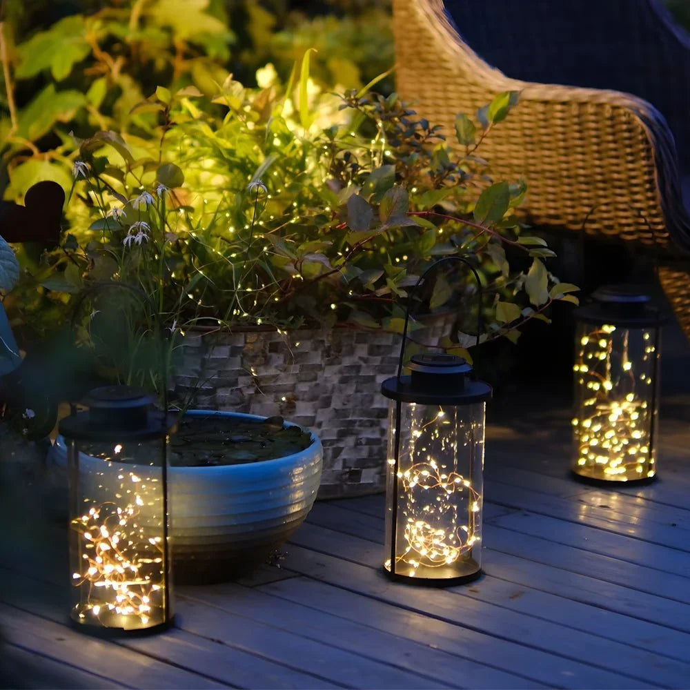 Solar Lantern | Solar-Powered & IP65 Waterproof | 50 Warm LEDs