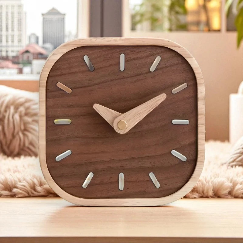 Square Clock | Silent Movement & Wooden Frame