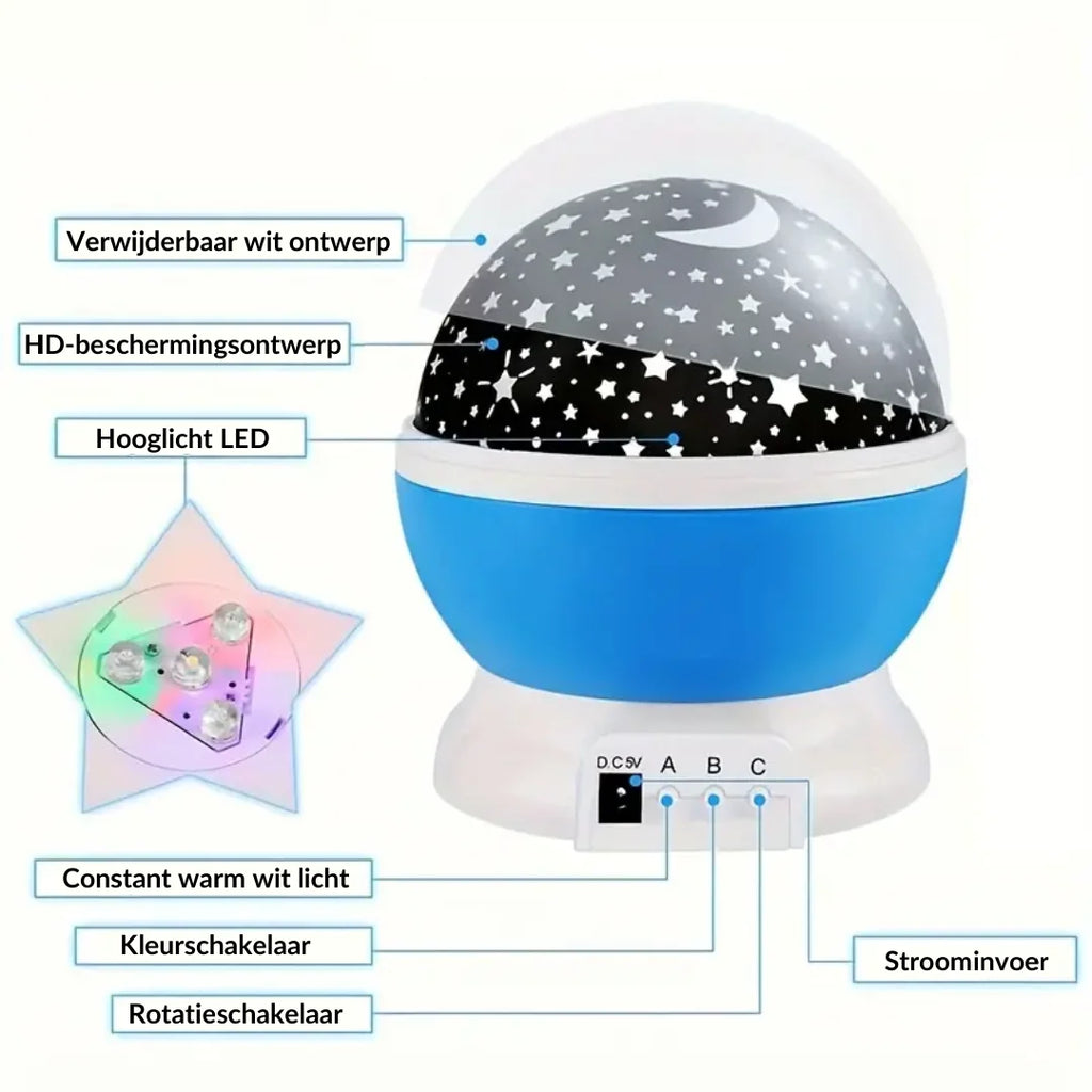 Star Projector Night Lamp | Multicolor Projection & USB Rechargeable