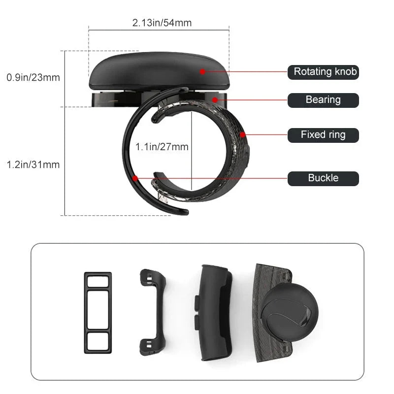 Steering Wheel Spinner Knob | 360° Rotation & Silent Silicone | Universal Fit