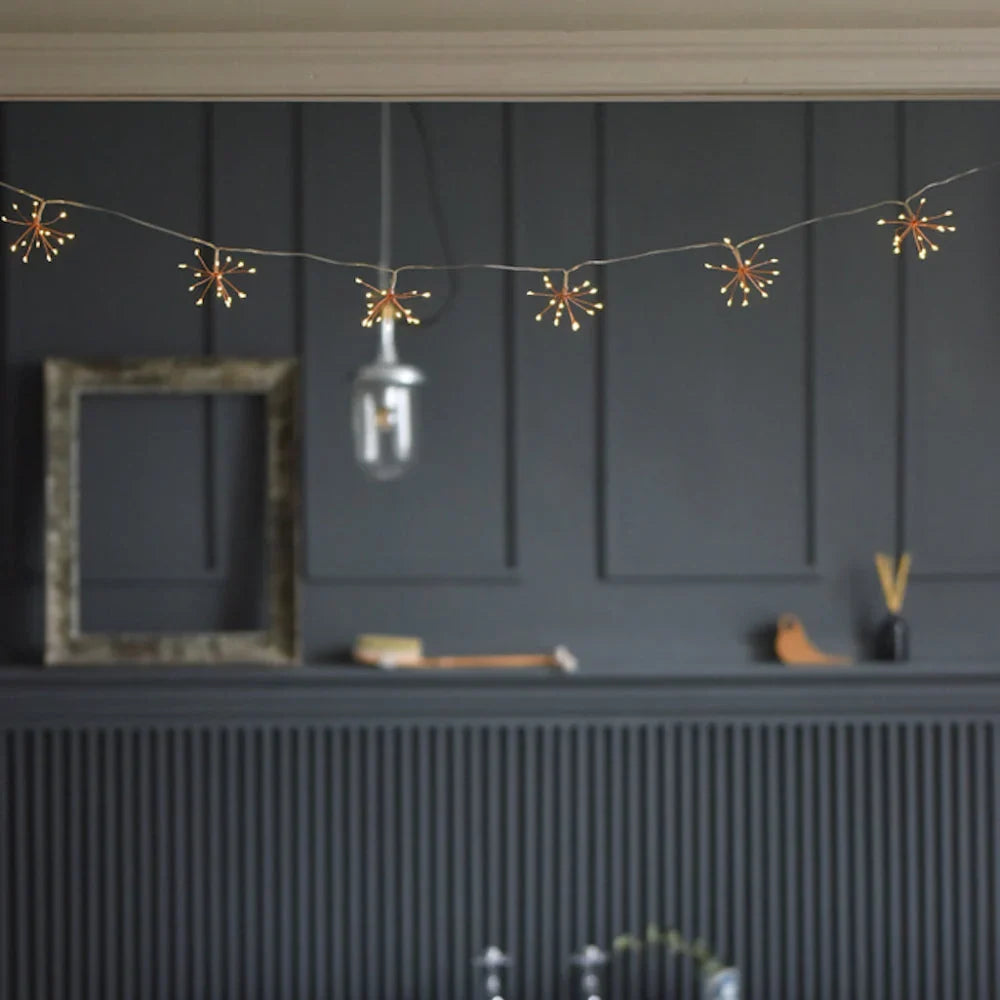 String Lights | Copper Wire Starburst & Warm White LEDs | Battery Or Mains