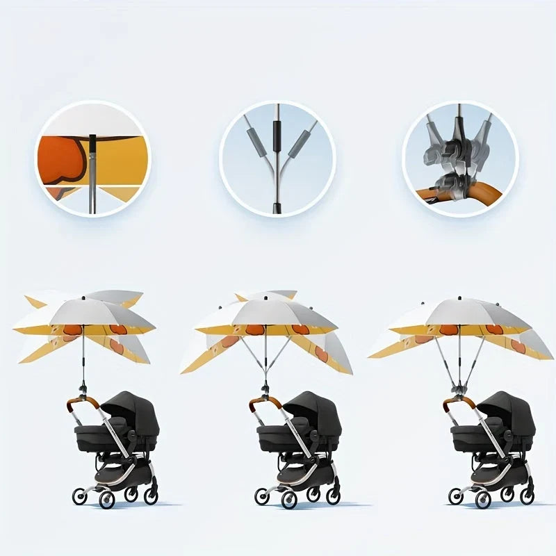 Stroller & Shopping Cart Umbrella | Wind-Resistant Aluminum & UV-Resistant | 85 cm Diameter