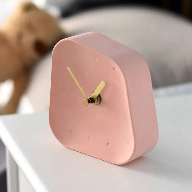 Table Clock | Geometric Design & Decorative | Pink, Gray & White Options