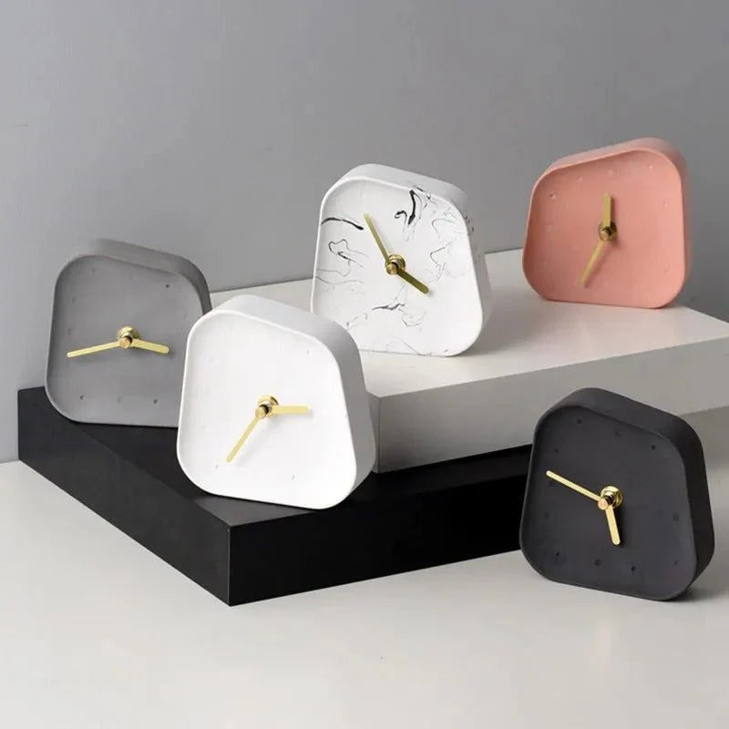 Table Clock | Geometric Design & Decorative | Pink, Gray & White Options