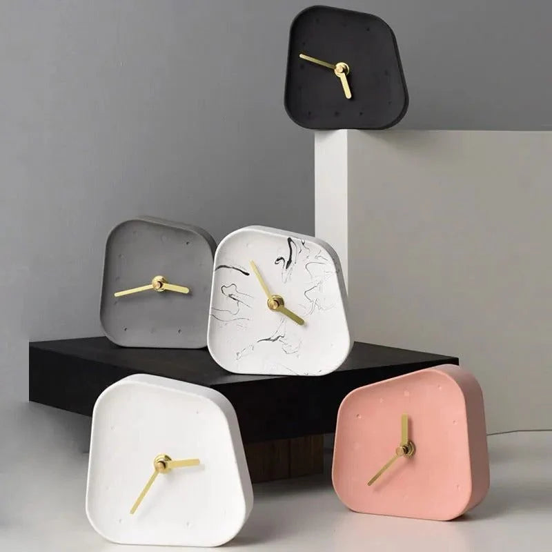 Table Clock | Geometric Design & Decorative | Pink, Gray & White Options