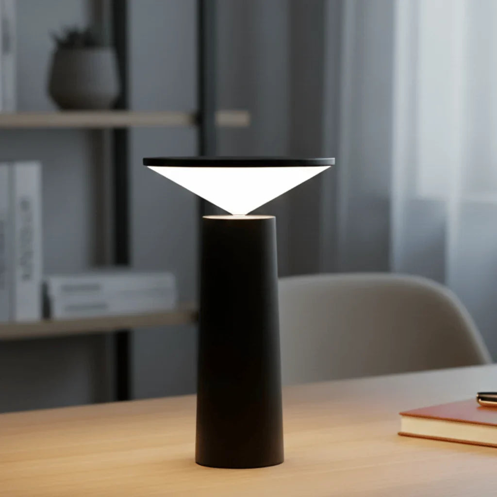 Table Lamp | 360° Rotatable Lampshade, Stepless Dimming & USB Rechargeable | 8-12 Hours Runtime