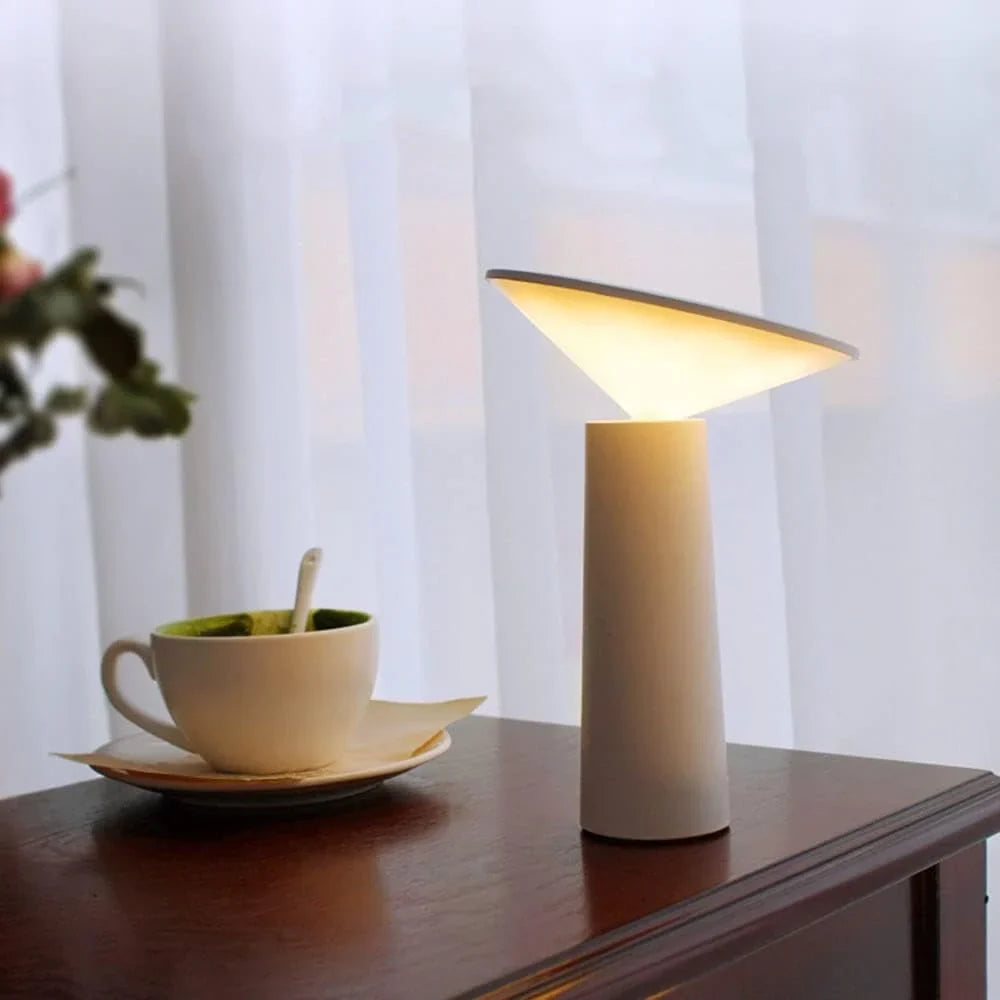 Table Lamp | 360° Rotatable Lampshade, Stepless Dimming & USB Rechargeable | 8-12 Hours Runtime