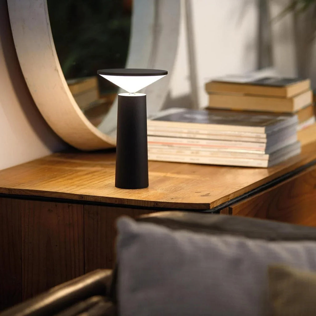 Table Lamp | 360° Rotatable Lampshade, Stepless Dimming & USB Rechargeable | 8-12 Hours Runtime