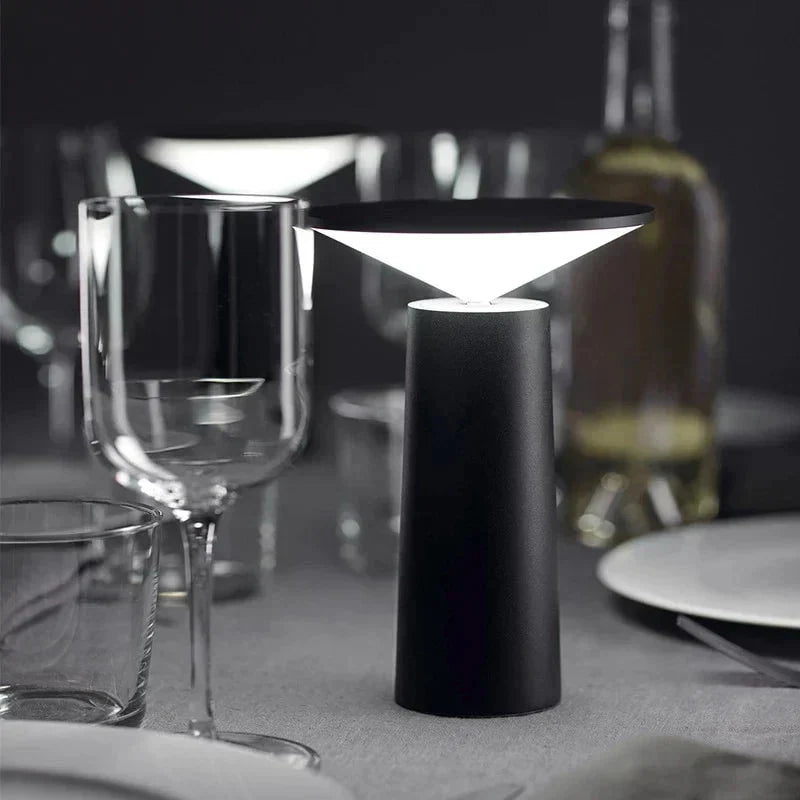 Table Lamp | 360° Rotatable Lampshade, Stepless Dimming & USB Rechargeable | 8-12 Hours Runtime