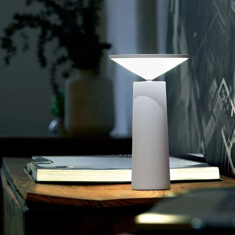 Table Lamp | 360° Rotatable Lampshade, Stepless Dimming & USB Rechargeable | 8-12 Hours Runtime