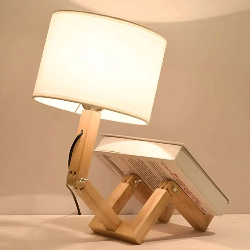 Table Lamp | Adjustable LED & Integrated Wooden Book Holder