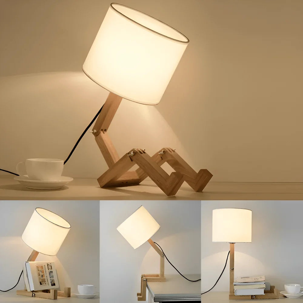 Table Lamp | Adjustable LED & Integrated Wooden Book Holder