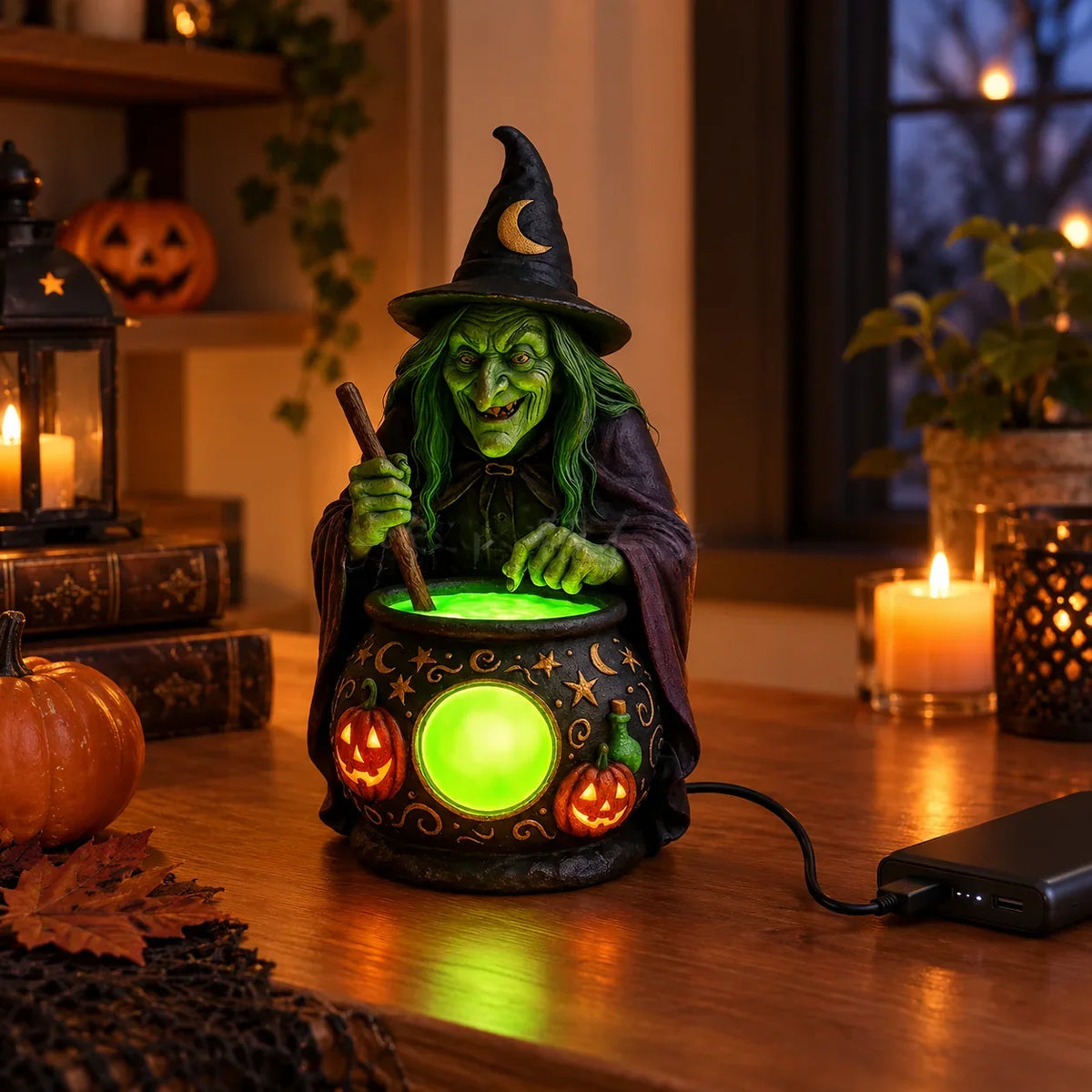 Table Lamp | Animated Neon Green LED & USB-Powered