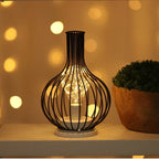 Table Lamp | Black Metal Base & Fabric Shade | 45 cm