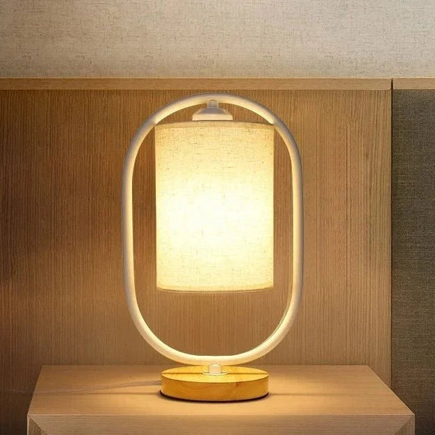 Table Lamp | Fabric Shade & Wood Accents | 35 x 12 cm