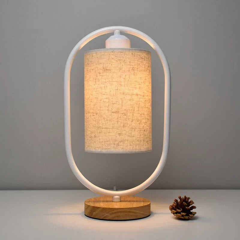 Table Lamp | Fabric Shade & Wood Accents | 35 x 12 cm
